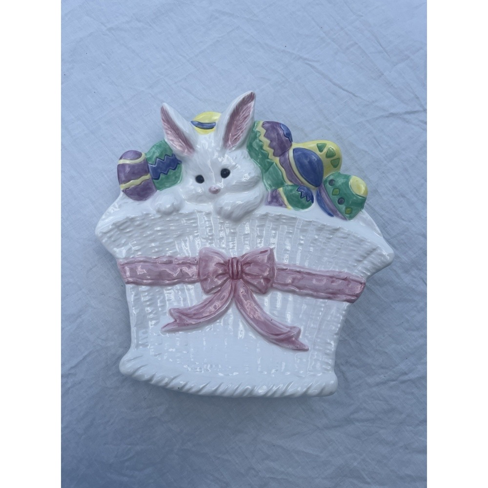 Vintage Ceramic Easter Bunny Rabbit Egg Holder Display Planter‎ Candy Dish